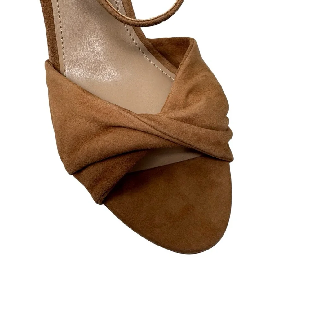 Draper James Paloma‎ Platform Heel Tan Sandal Suede Size 8.5 Heels 90s Y2K